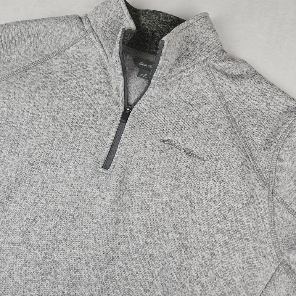 Eddie Bauer Mens XL‎ Gray 1/4 Zip Pullover Sweater Fleece Long Sleeve